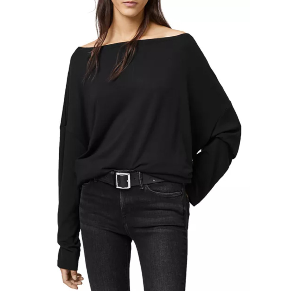 ALLSAINTS Rita Oversized Top Black - Picture 2 of 8